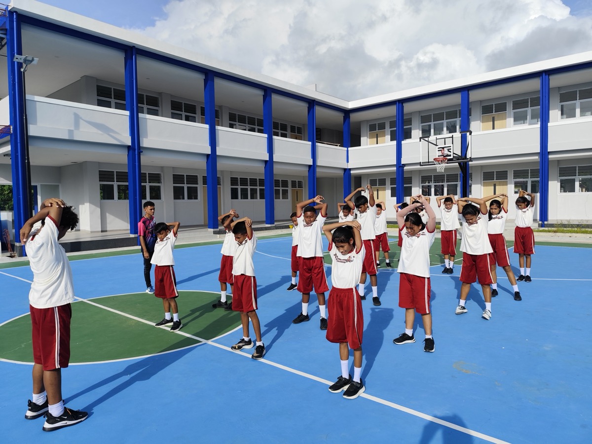 Physical education on campus court